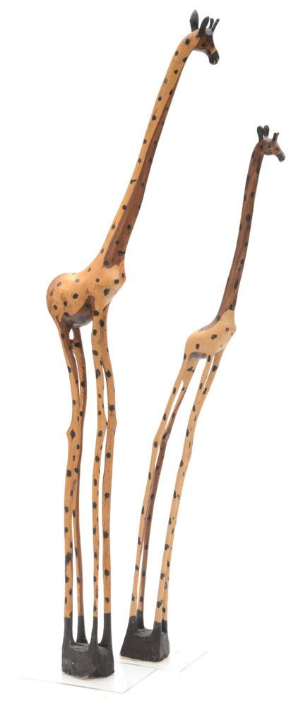 Carved Wood Giraffe Sculptures