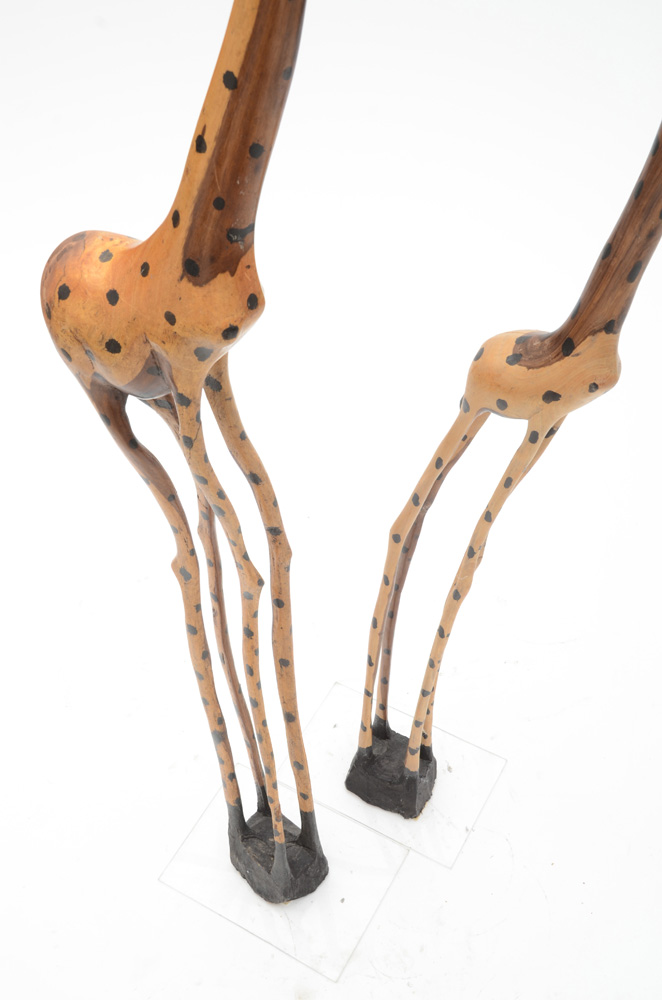 Carved Wood Giraffe Sculptures