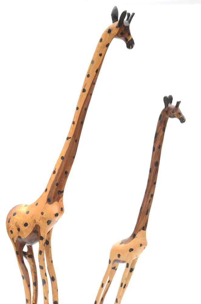 Carved Wood Giraffe Sculptures