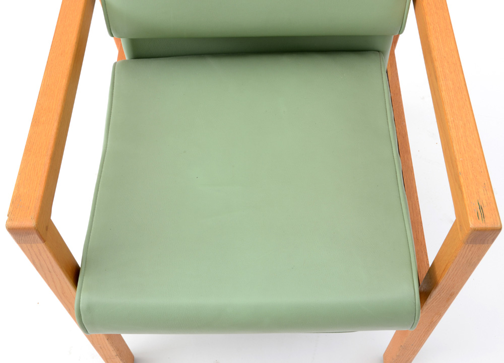 Oak and Vinyl High Back Office Chair