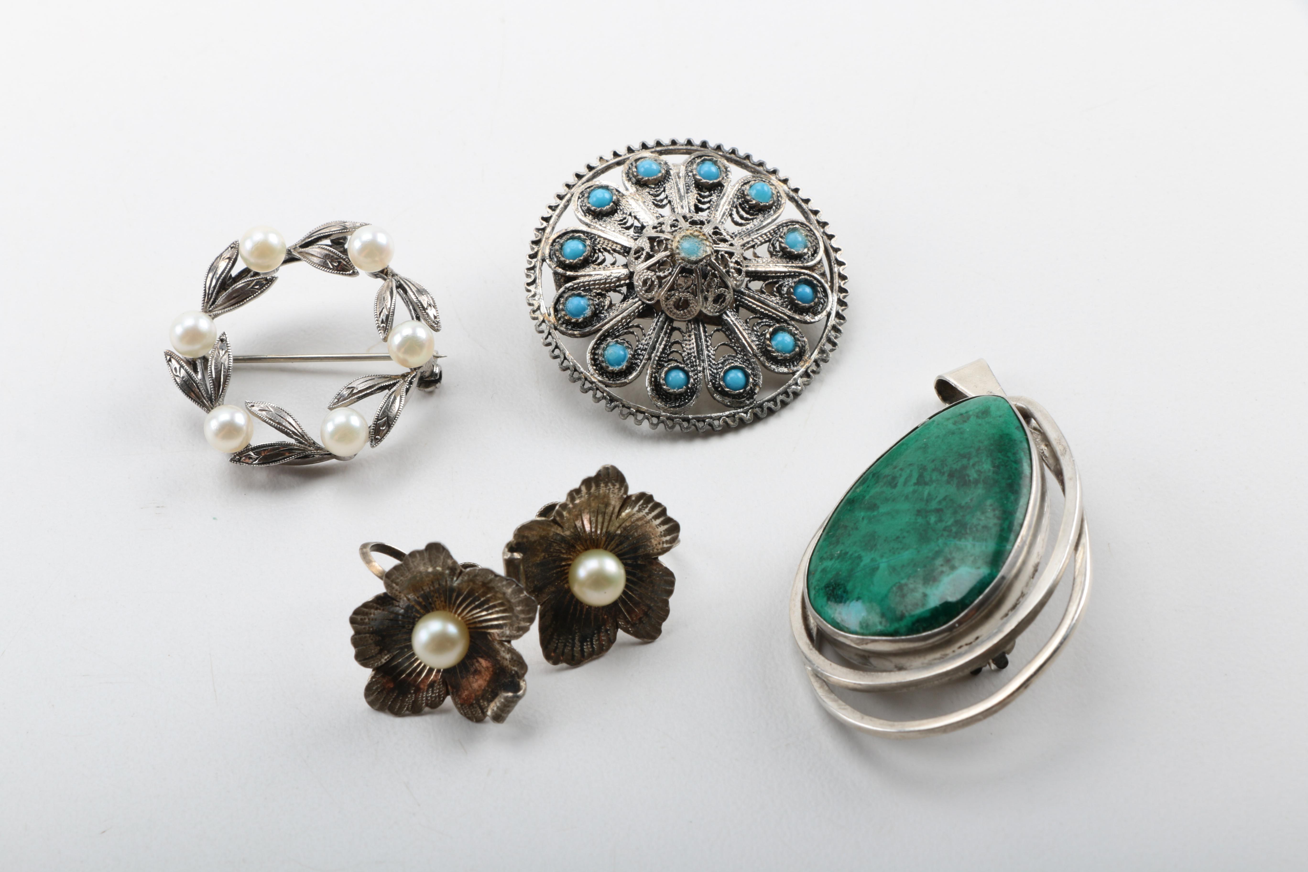 Assorted Costume Jewelry Including Sterling Silver Items