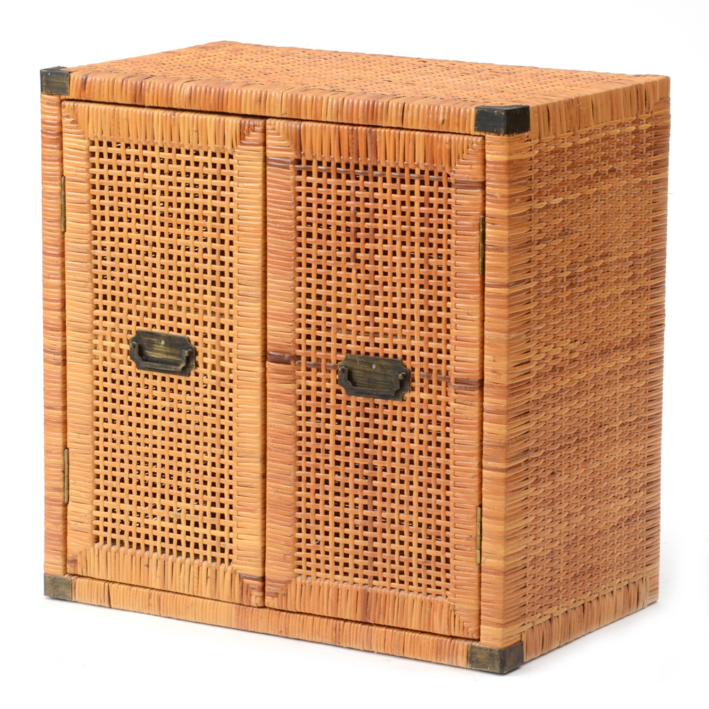 Mid Century Modern Wicker Cabinet