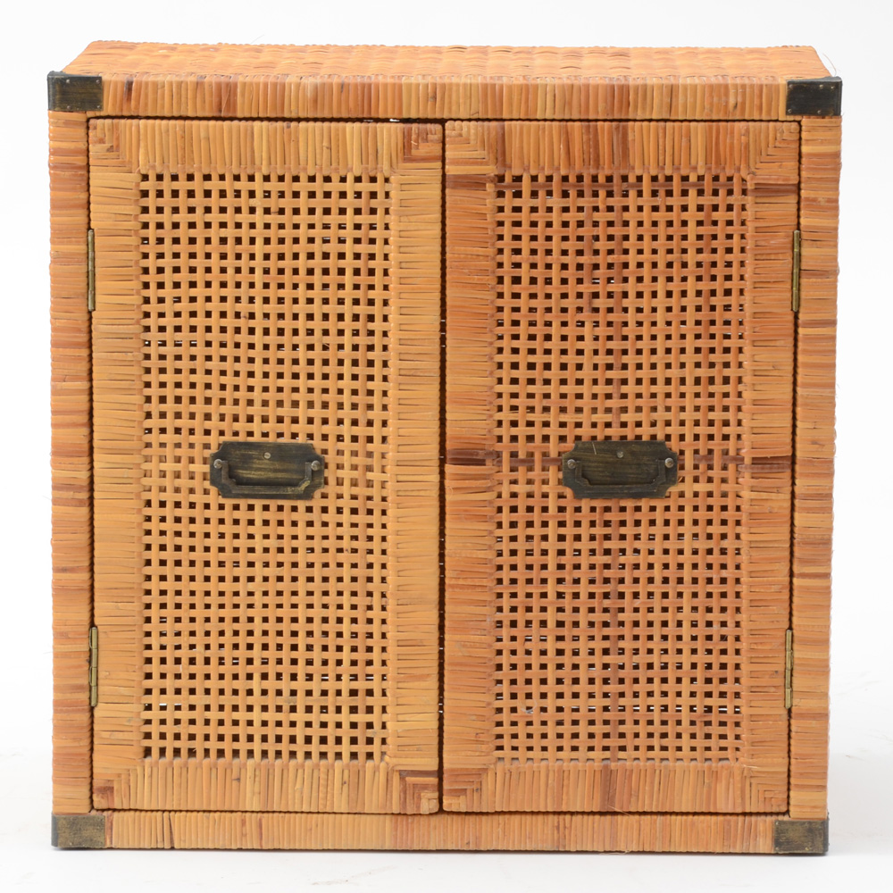 Mid Century Modern Wicker Cabinet