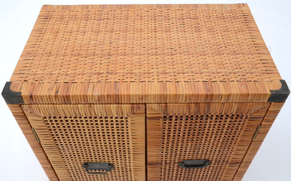 Mid Century Modern Wicker Cabinet