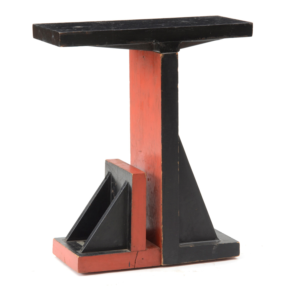 Vintage Painted Industrial Wood Pedestal