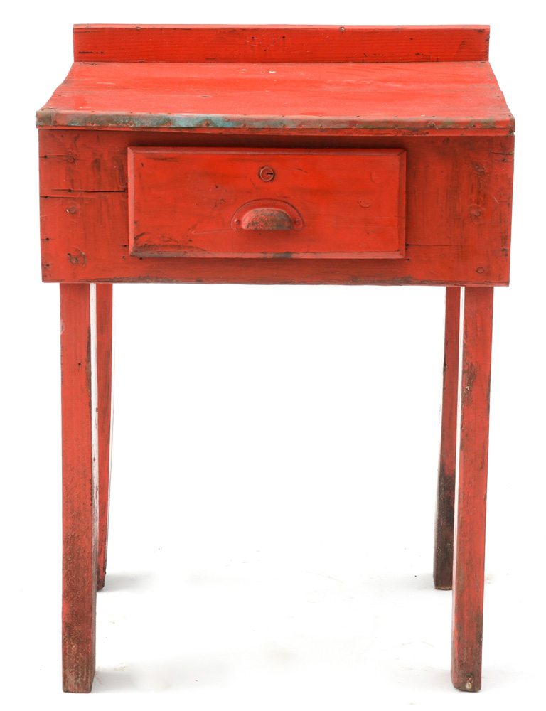 Red Painted Industrial Table