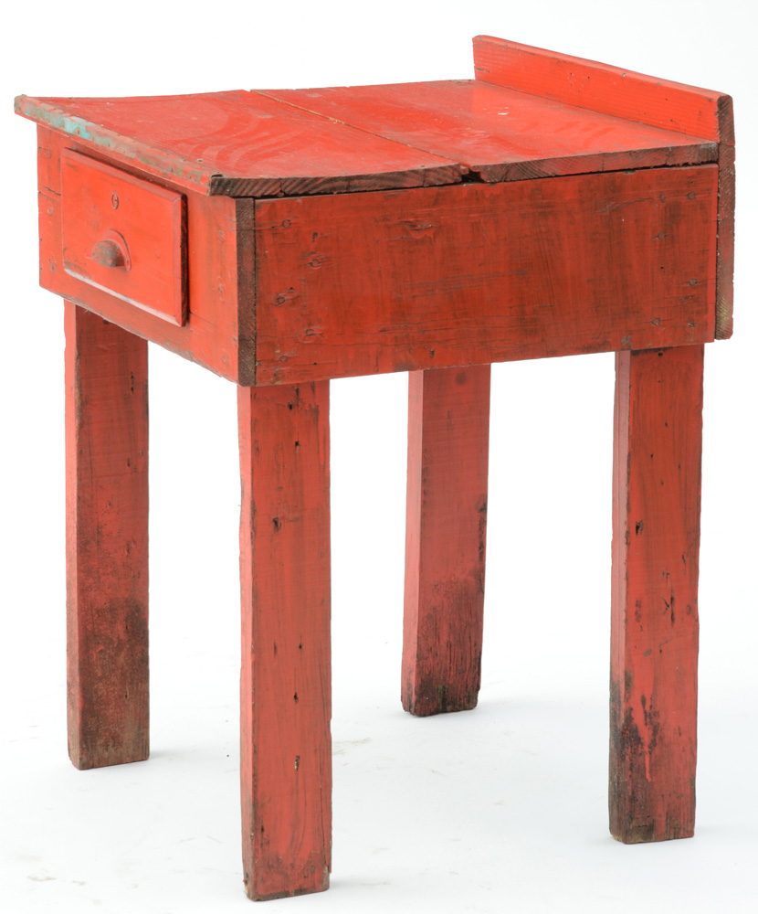 Red Painted Industrial Table
