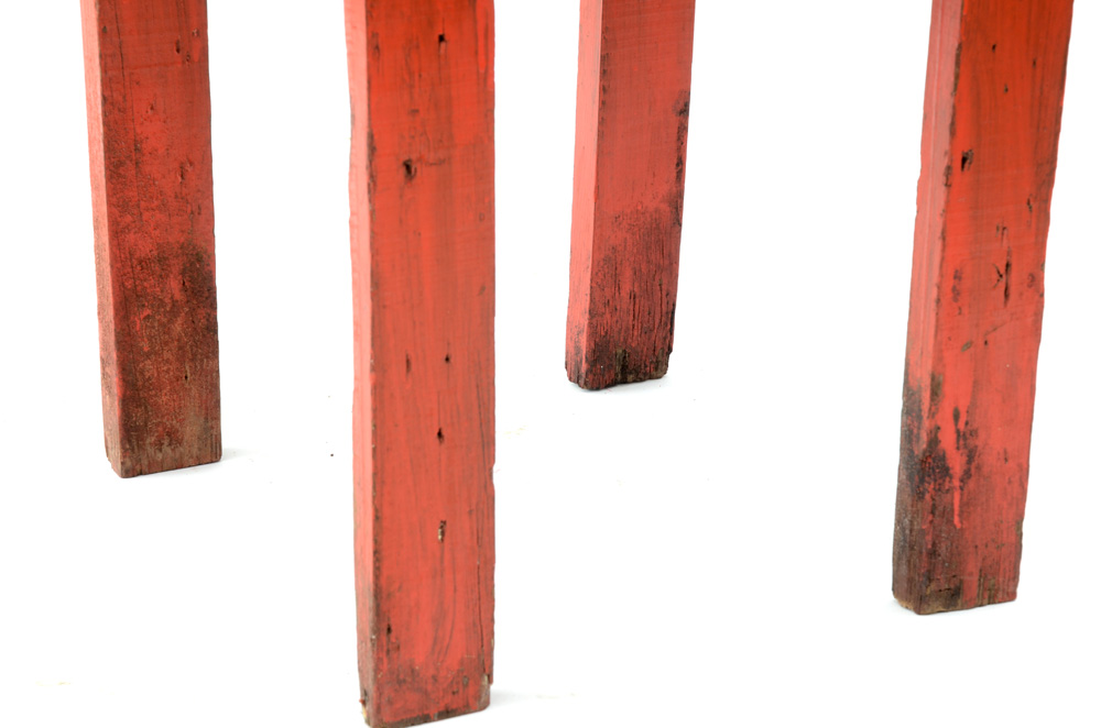 Red Painted Industrial Table