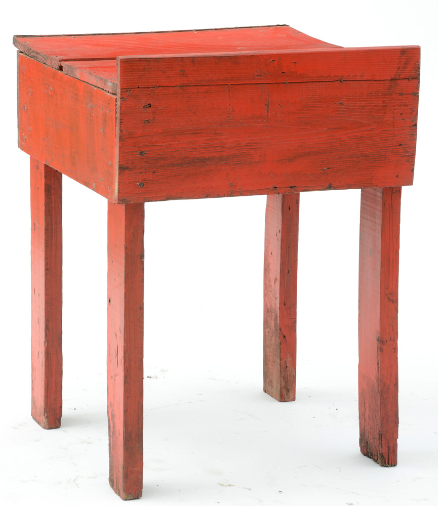 Red Painted Industrial Table
