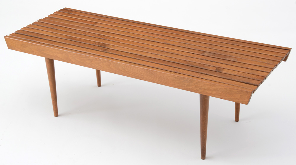 Mid Century Modern Slat Bench Coffee Table