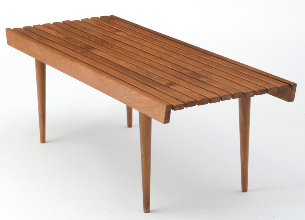 Mid Century Modern Slat Bench Coffee Table