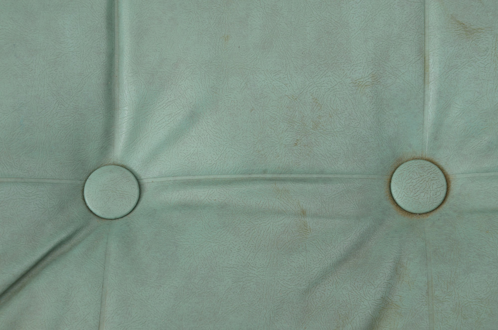 Turquoise Vinyl Mid-Century Bench