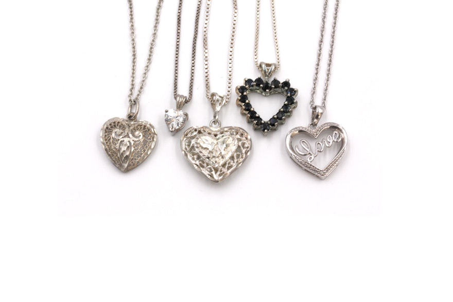 Sterling Silver Heart Pendant Necklaces