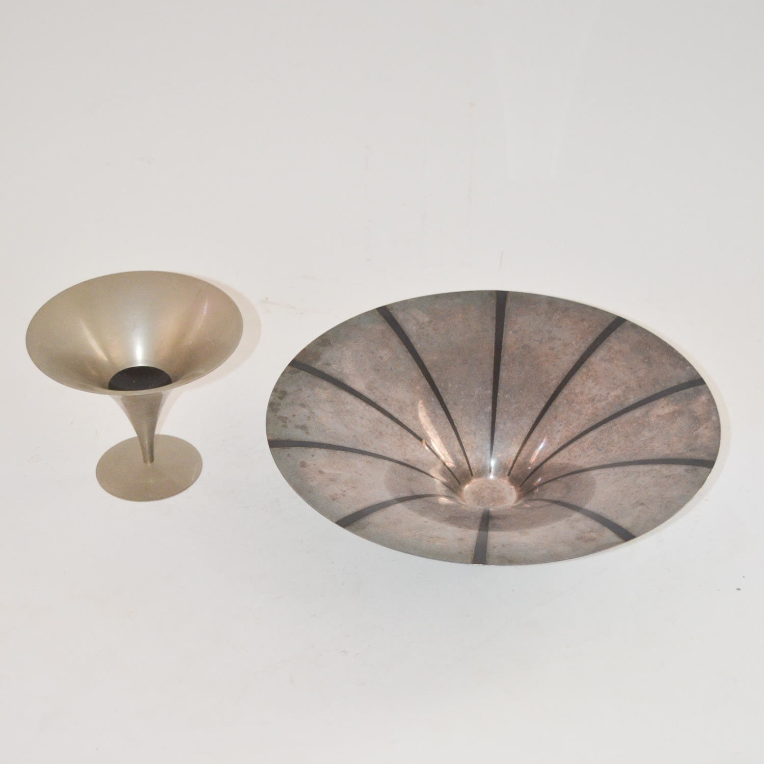 Art Deco Style Silver Plated Bowl & Footed Compote