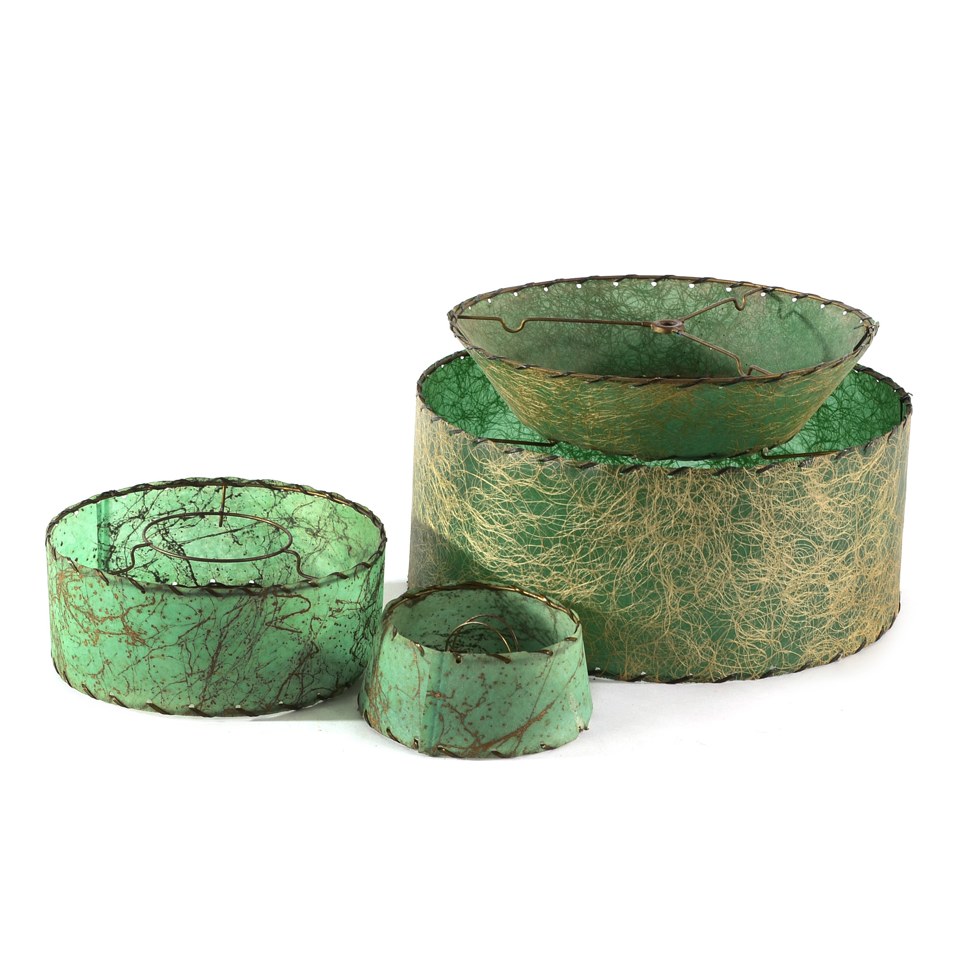 Vintage Green Fiberglass Lamp Shades