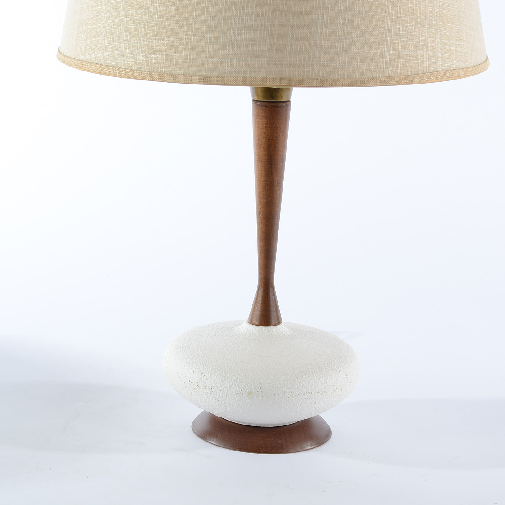 Mid Century Modern Wood and Ceramic Table Lamps