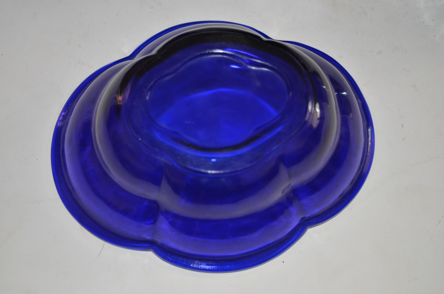 Cobalt Blue Glassware With Elephant Handle Console Bowl