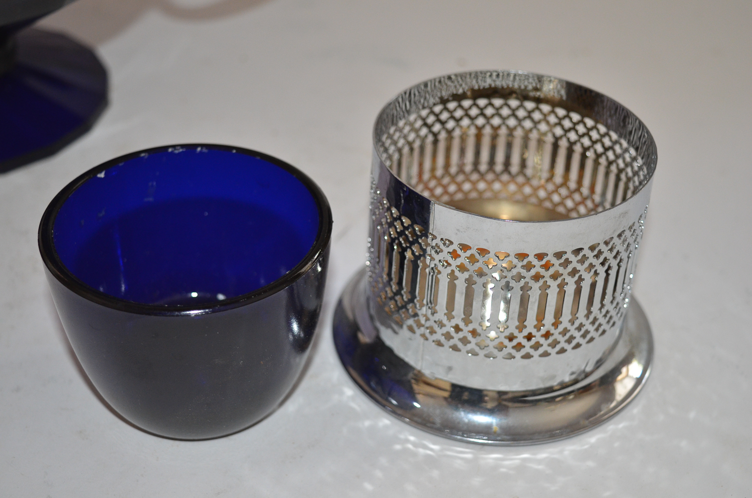 Cobalt Blue Glassware With Elephant Handle Console Bowl