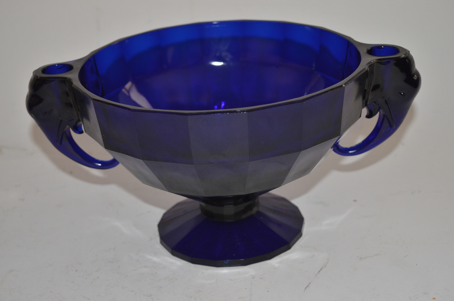 Cobalt Blue Glassware With Elephant Handle Console Bowl