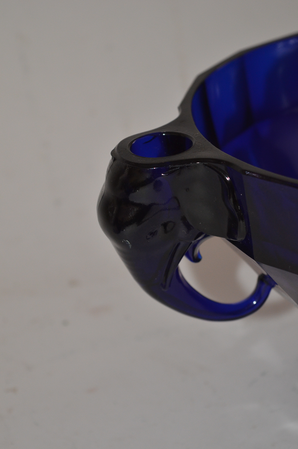 Cobalt Blue Glassware With Elephant Handle Console Bowl