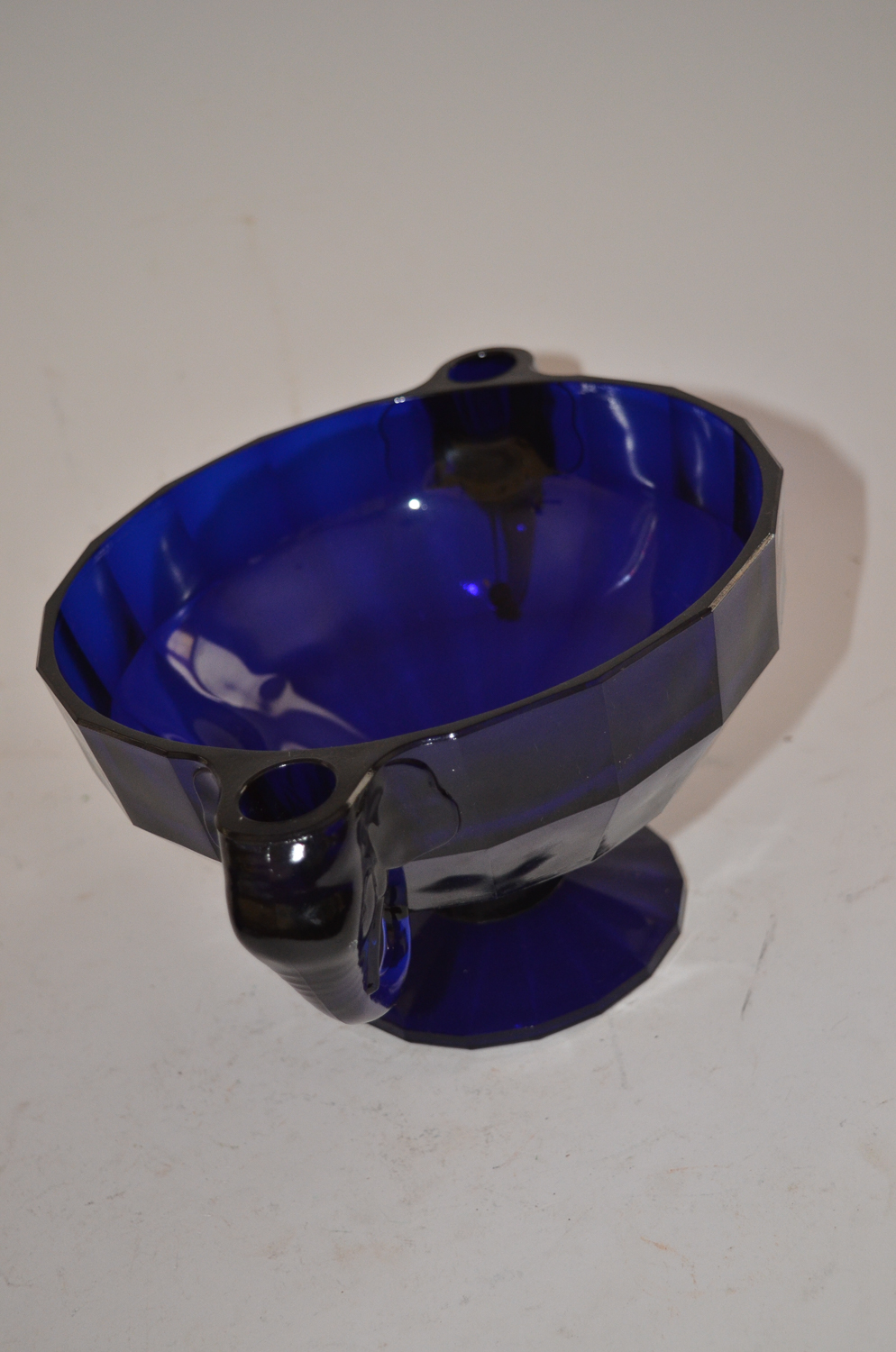 Cobalt Blue Glassware With Elephant Handle Console Bowl