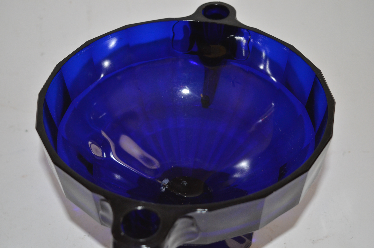 Cobalt Blue Glassware With Elephant Handle Console Bowl