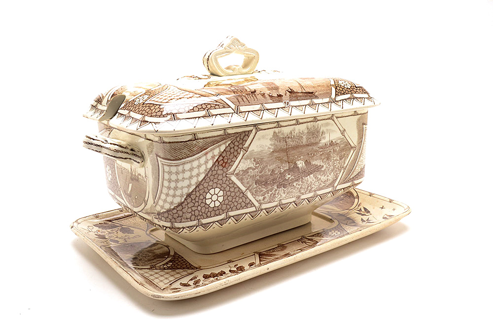 Antique  G. W. Turner and Sons Transferware "Phileau" Tureen
