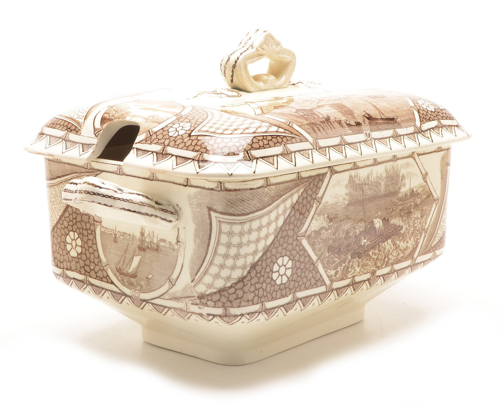 Antique  G. W. Turner and Sons Transferware "Phileau" Tureen