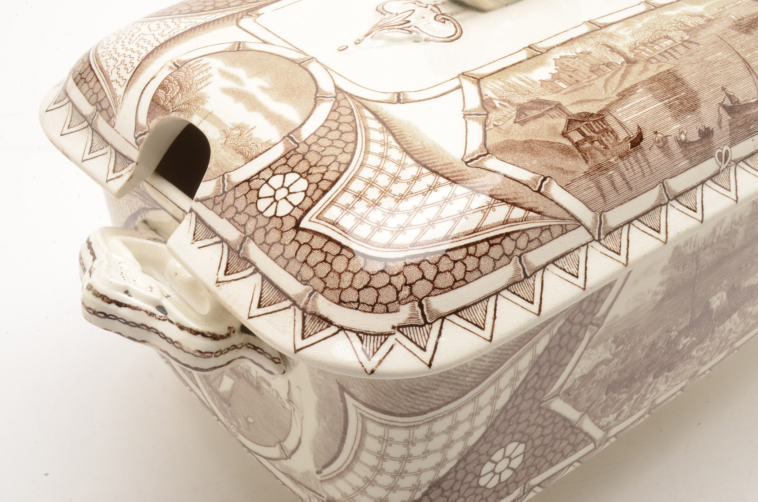 Antique  G. W. Turner and Sons Transferware "Phileau" Tureen