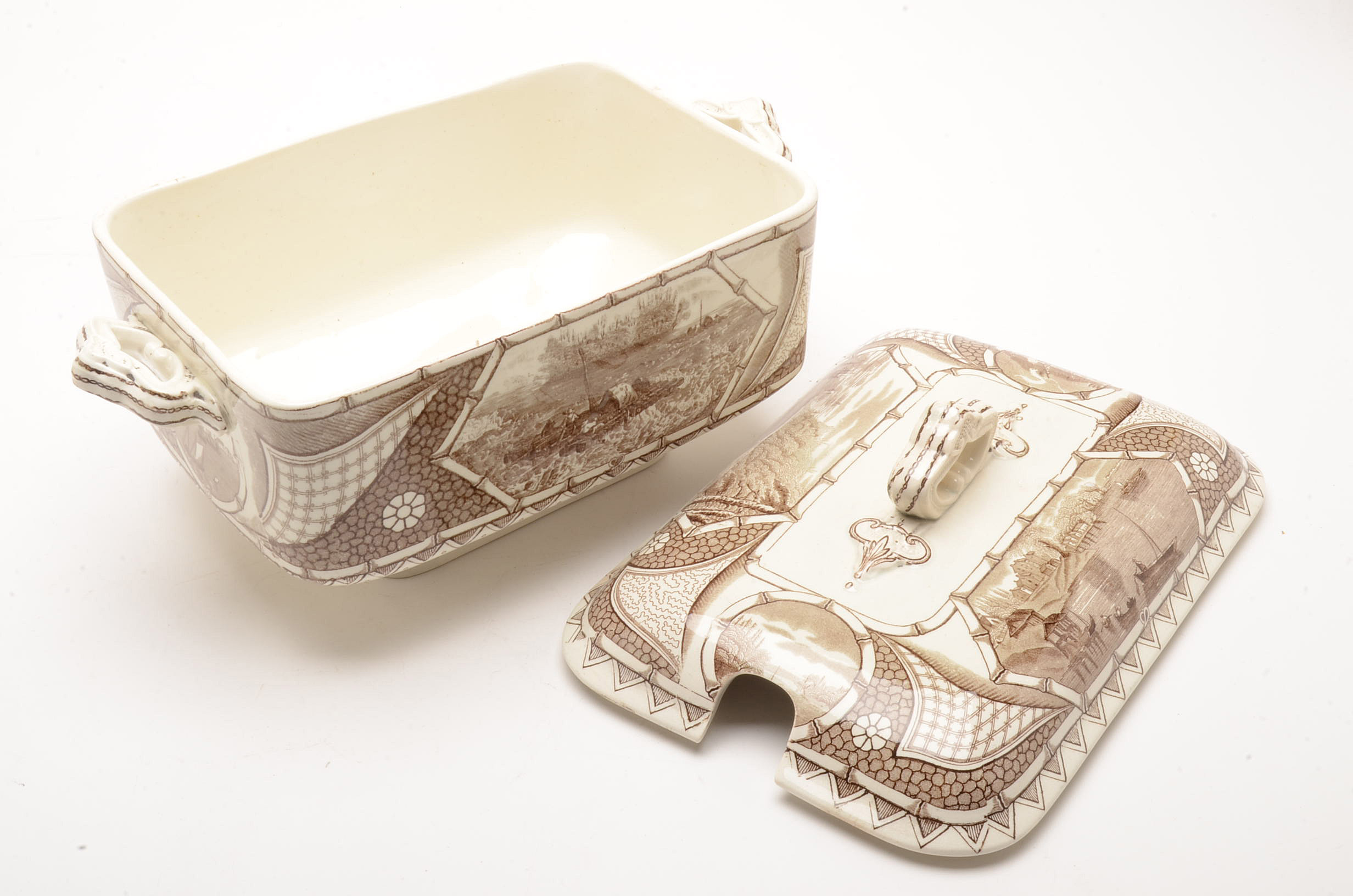 Antique  G. W. Turner and Sons Transferware "Phileau" Tureen