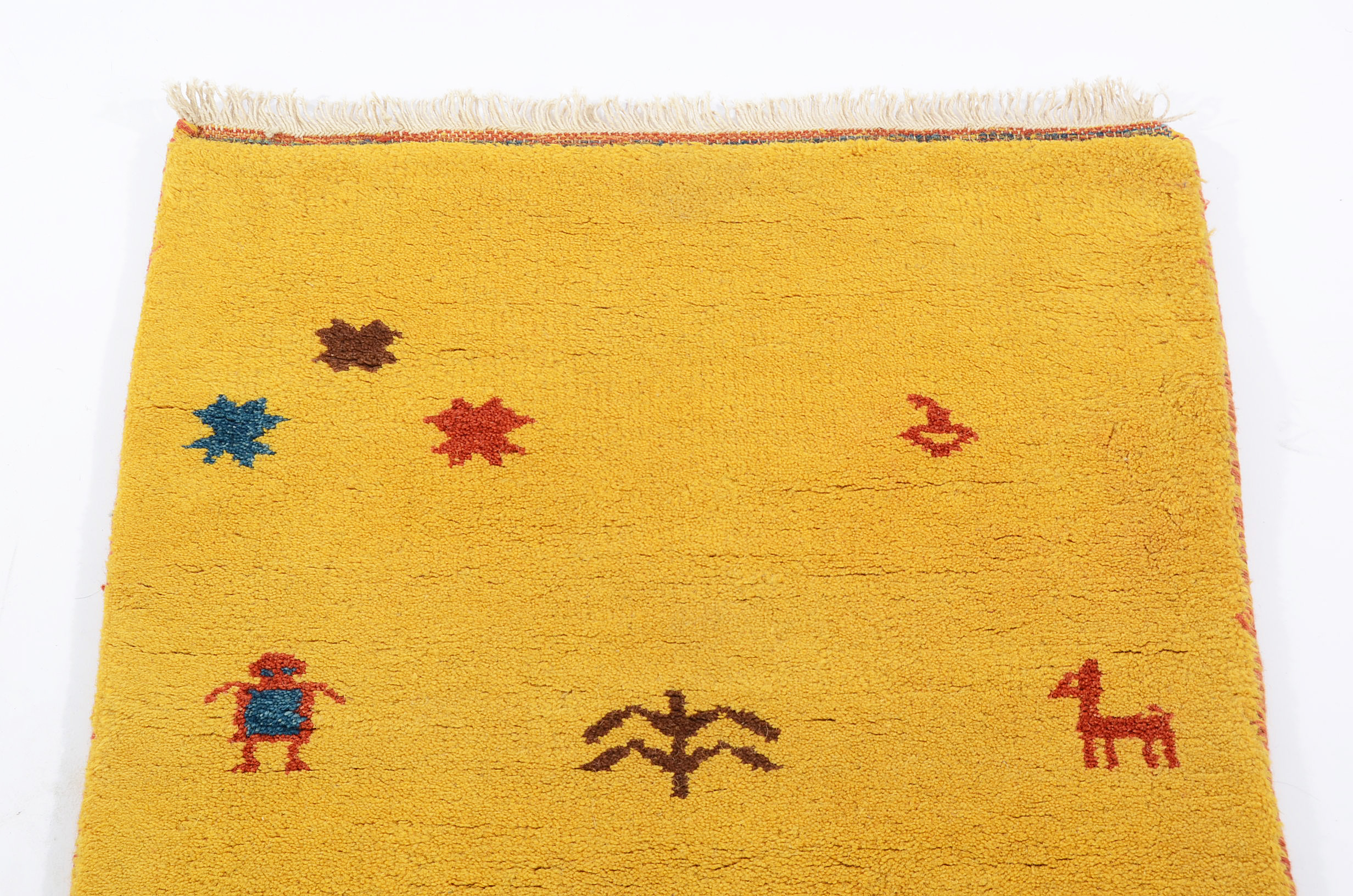 Persian Hand-Knotted Gabbeh High-Pile Wool Accent Rug