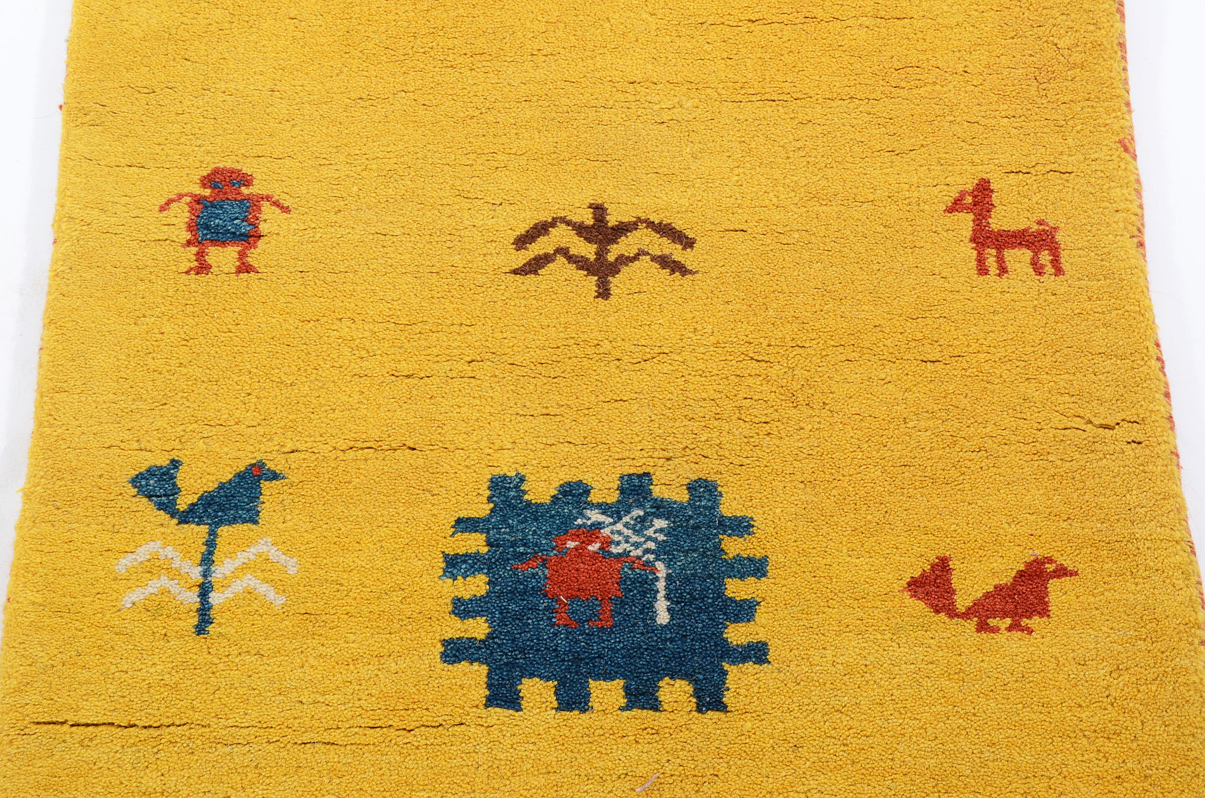 Persian Hand-Knotted Gabbeh High-Pile Wool Accent Rug