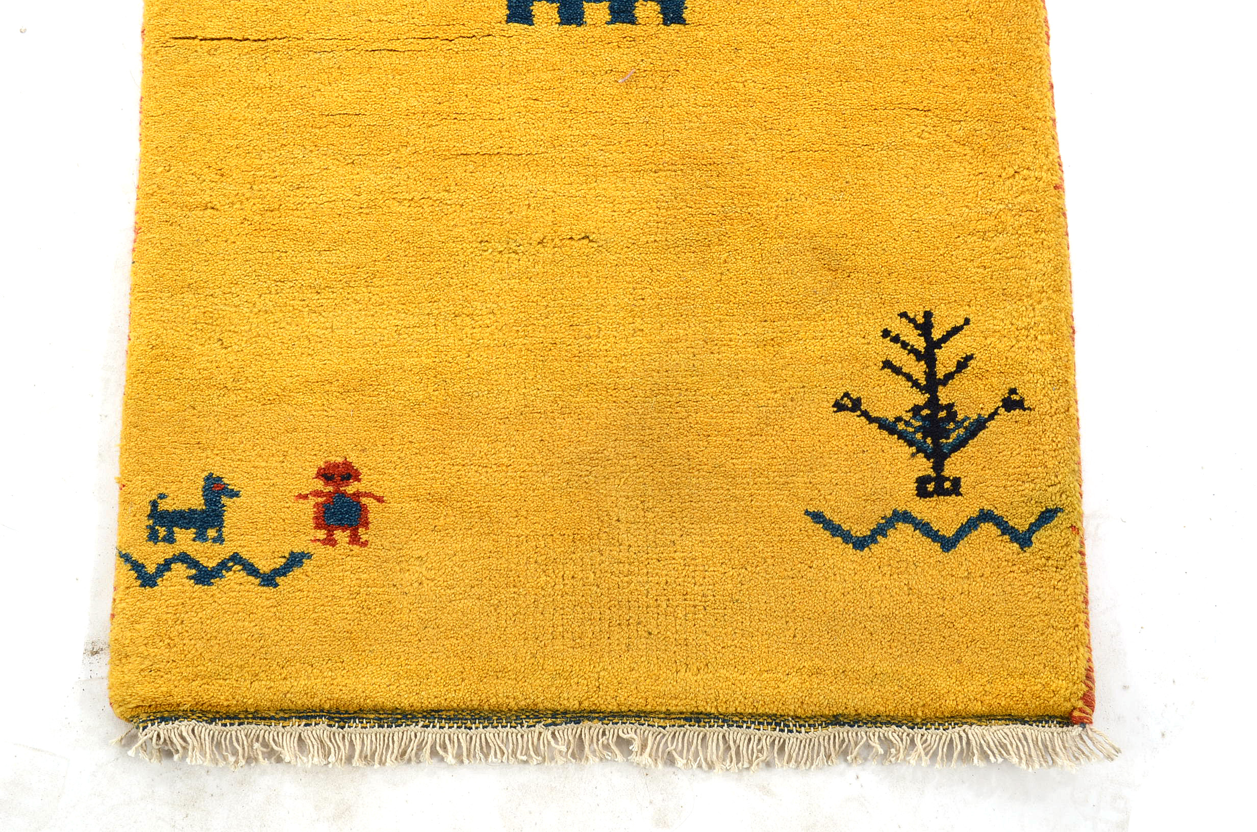 Persian Hand-Knotted Gabbeh High-Pile Wool Accent Rug