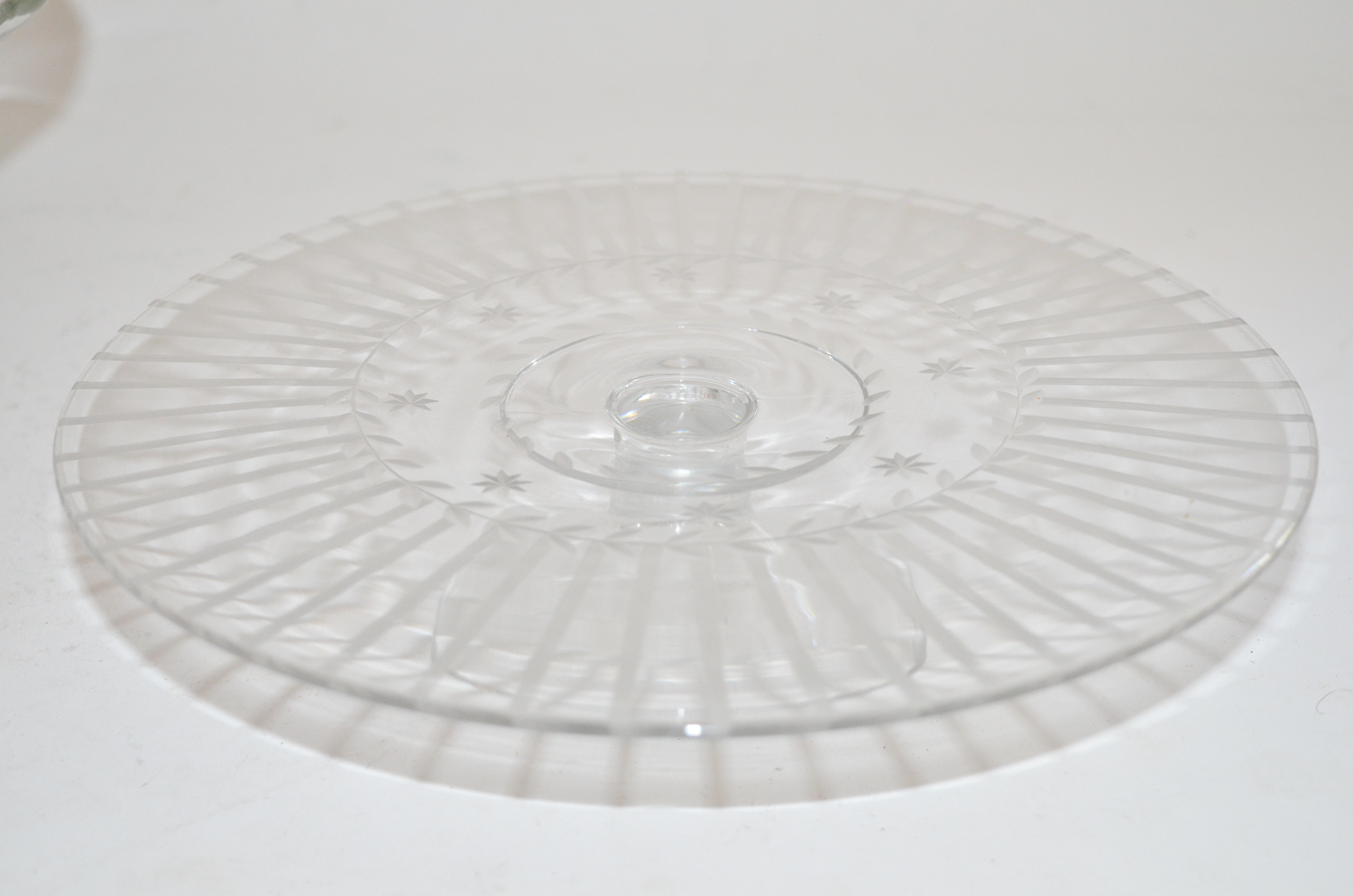 Silver Plate and Glass Cake Stand with an Etched Glass Taza