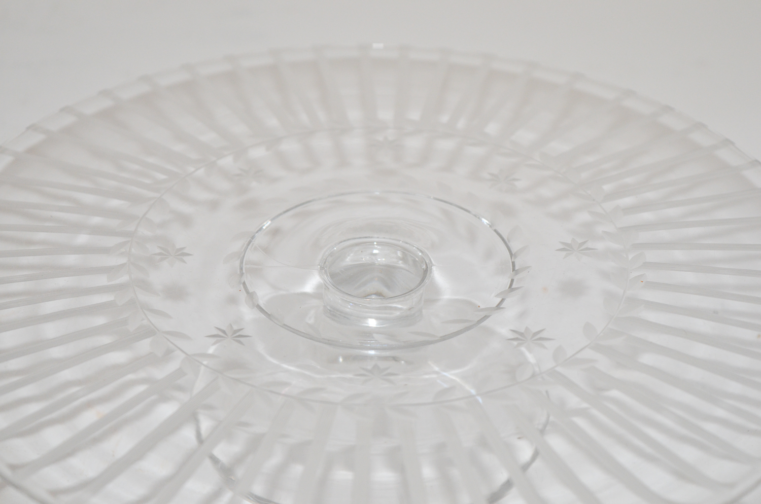 Silver Plate and Glass Cake Stand with an Etched Glass Taza