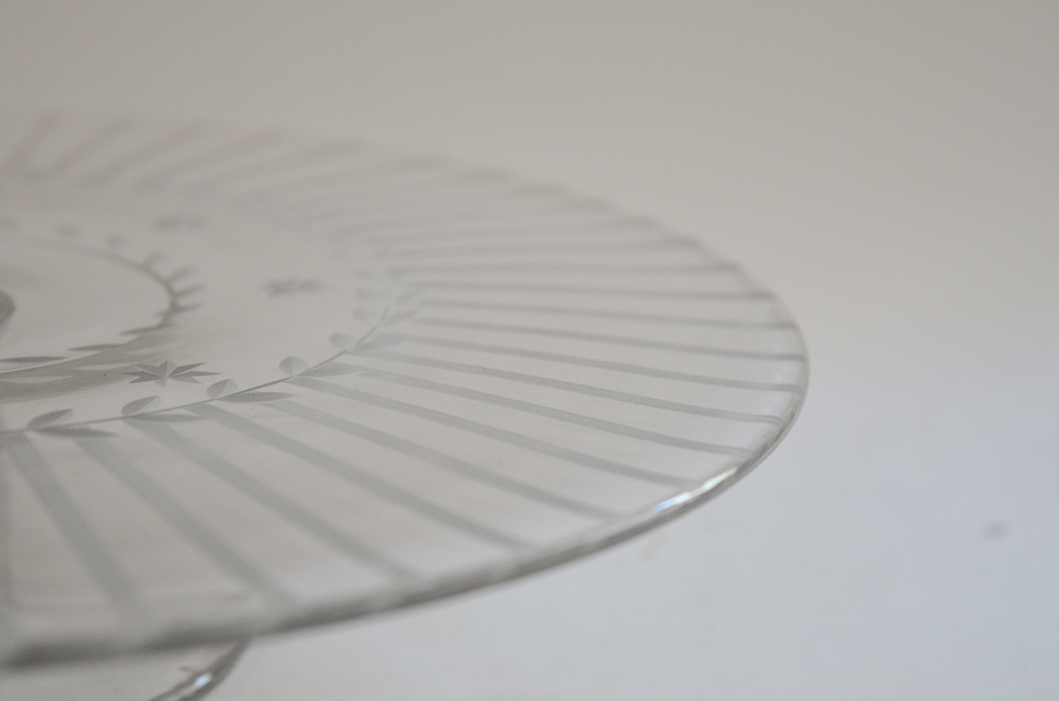 Silver Plate and Glass Cake Stand with an Etched Glass Taza