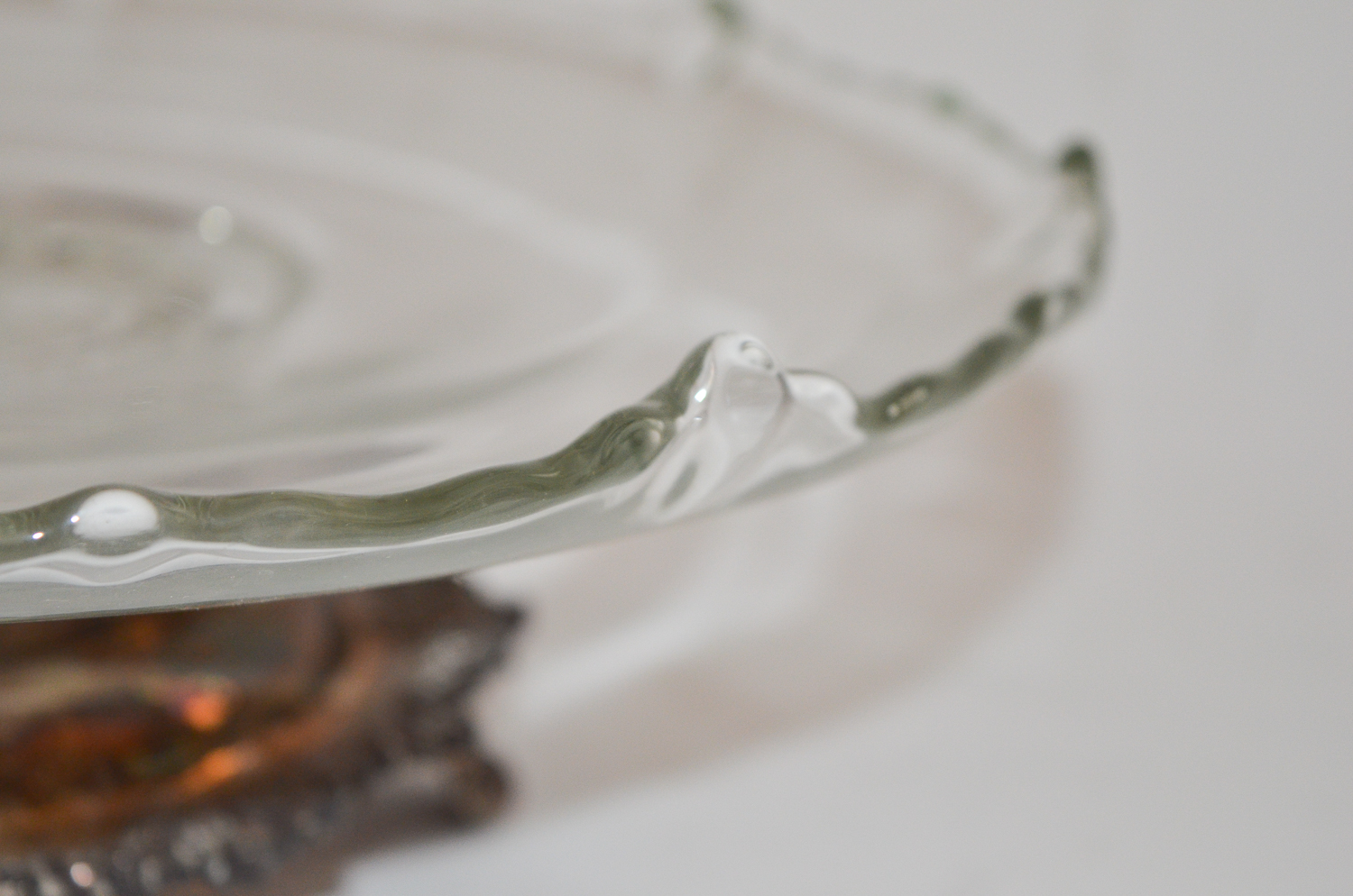 Silver Plate and Glass Cake Stand with an Etched Glass Taza