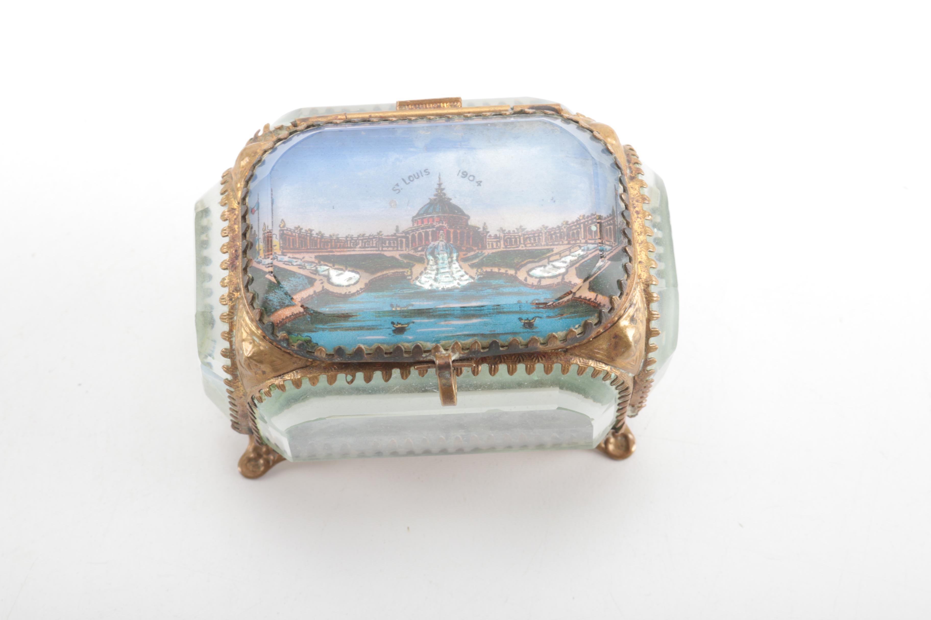 Antique Eglomise Souvenir Box From the 1904 World's Fair
