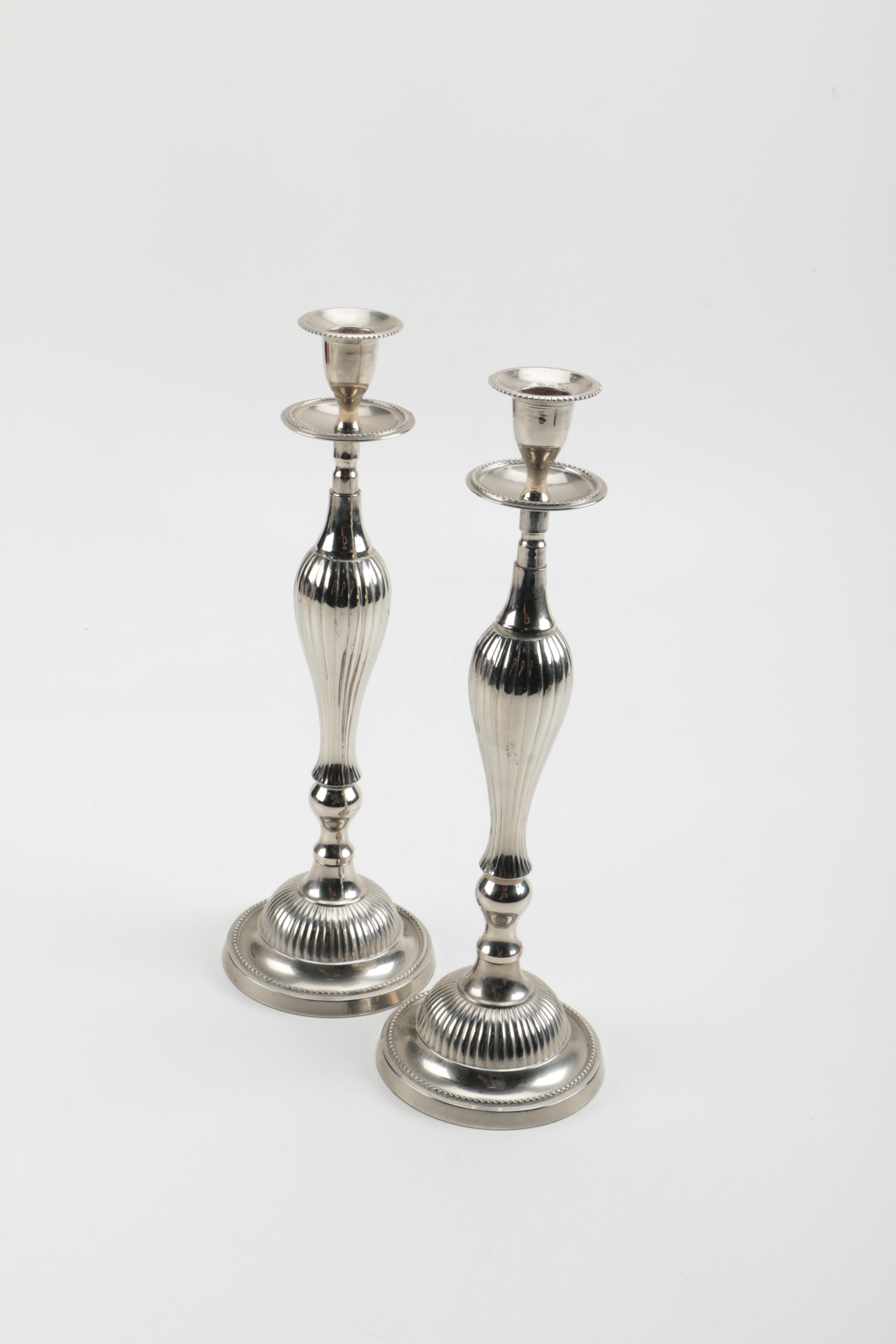 Pair of Plated Silver Candlesticks
