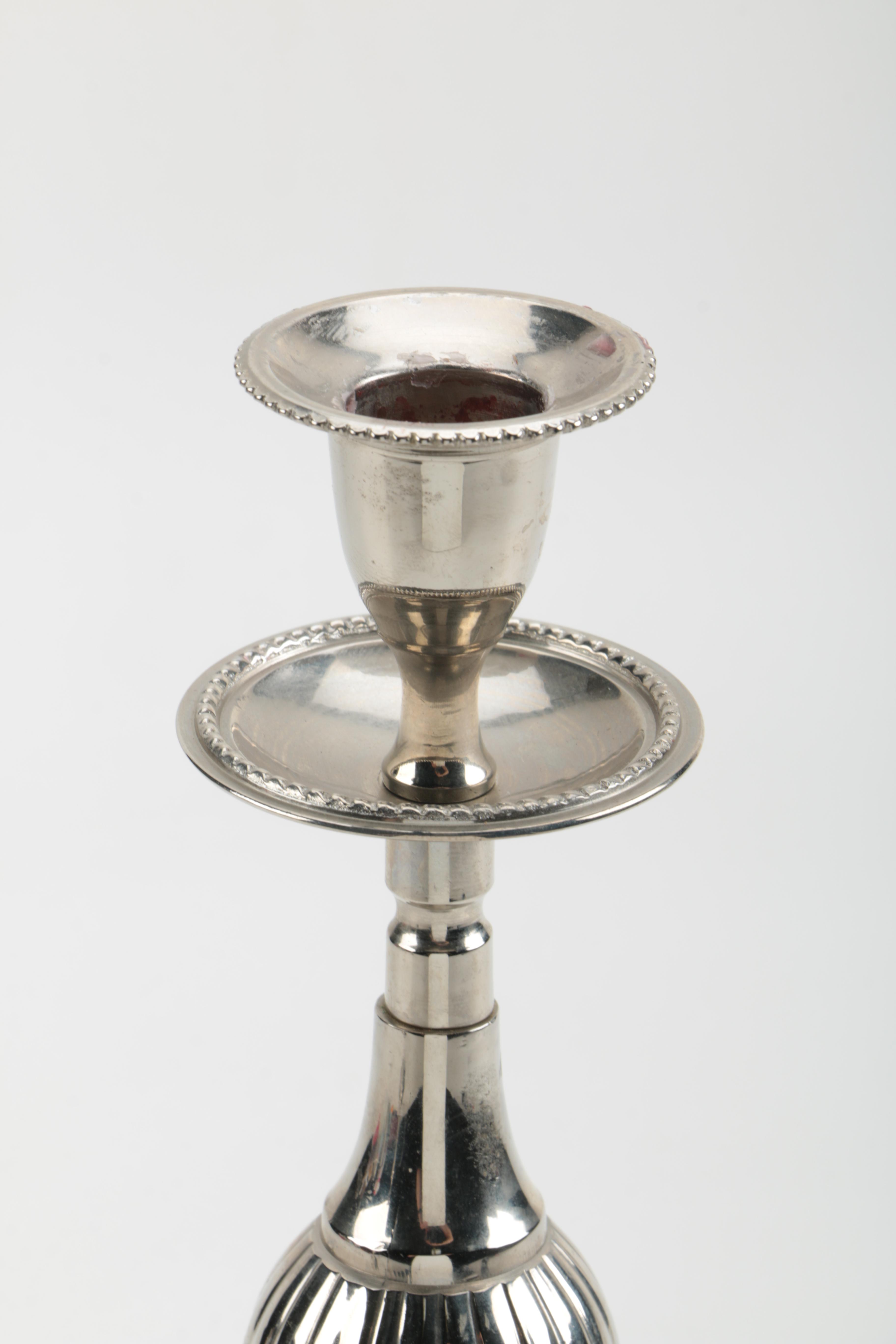 Pair of Plated Silver Candlesticks