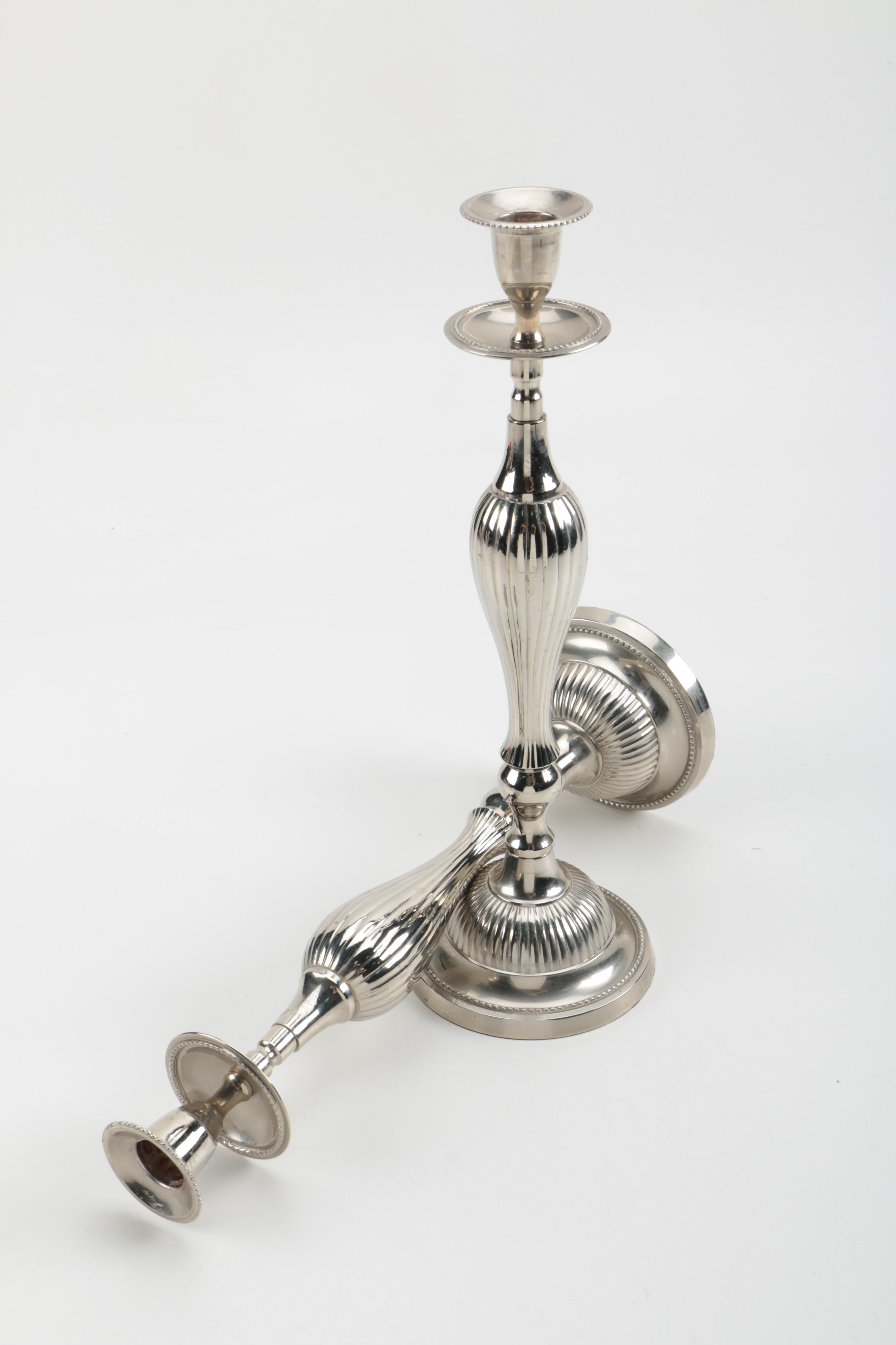 Pair of Plated Silver Candlesticks