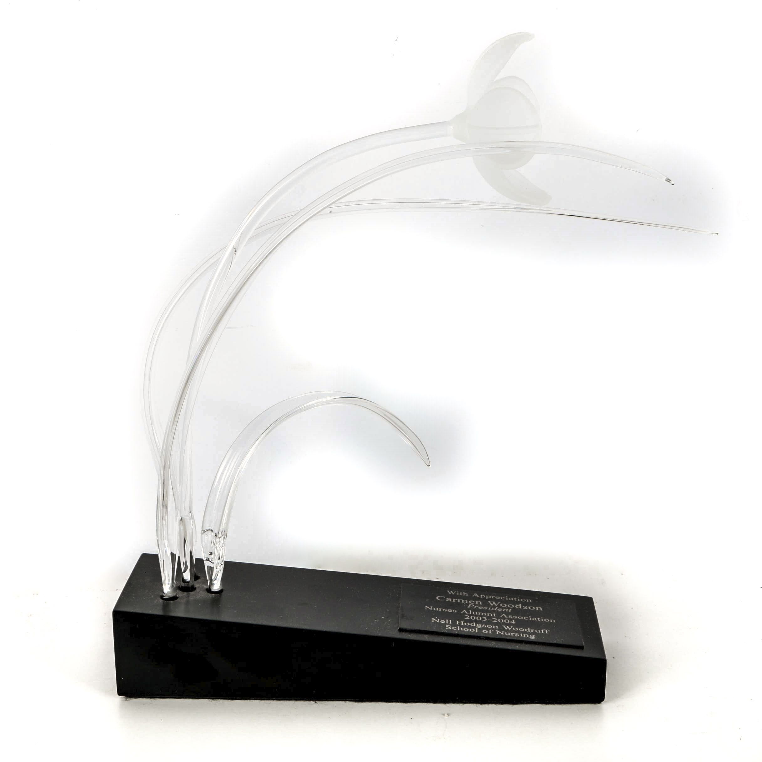 Frabel Studios Commemorative Floral Glass Sculpture