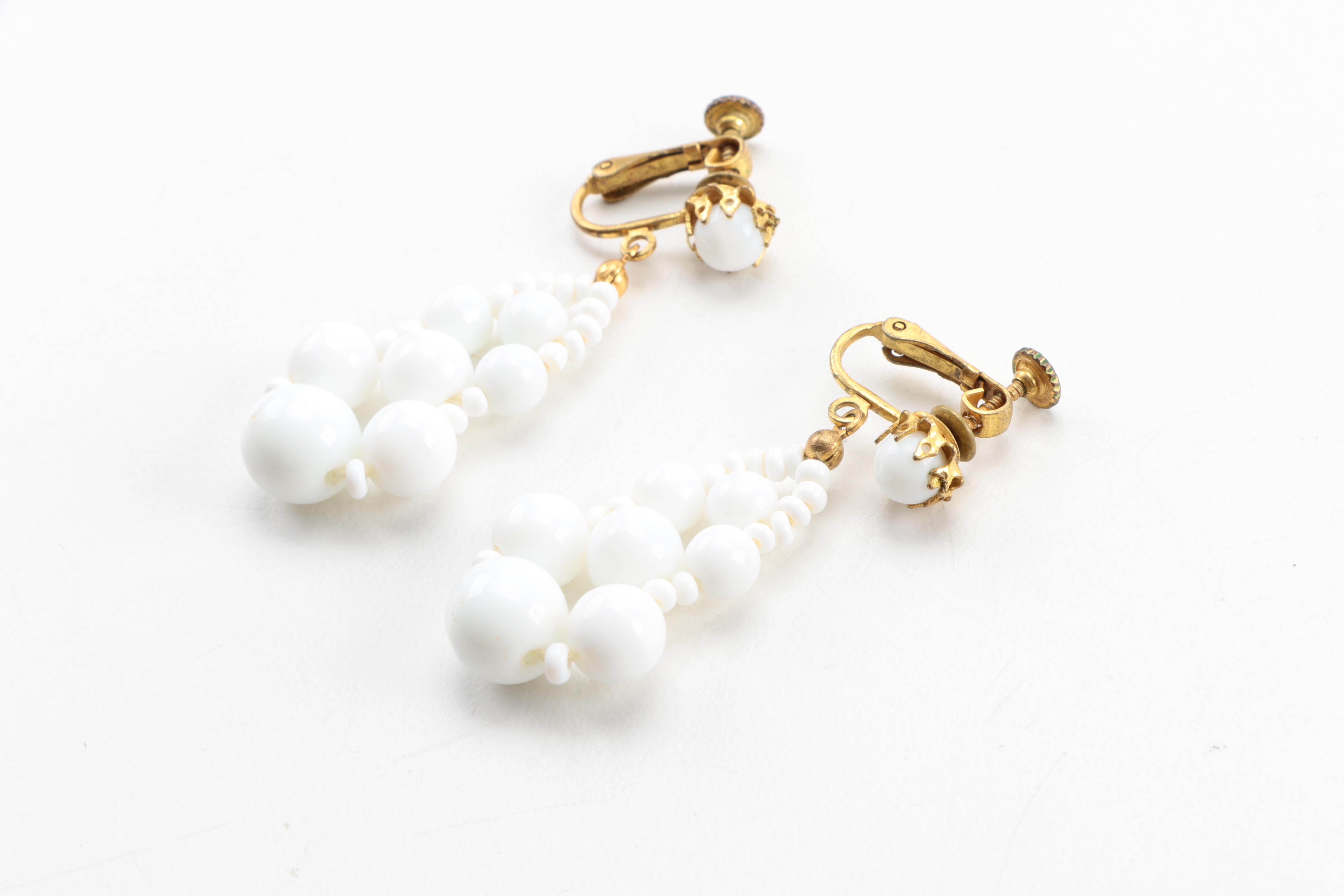 Vintage Miriam Haskell Jewelry Including Milk Glass