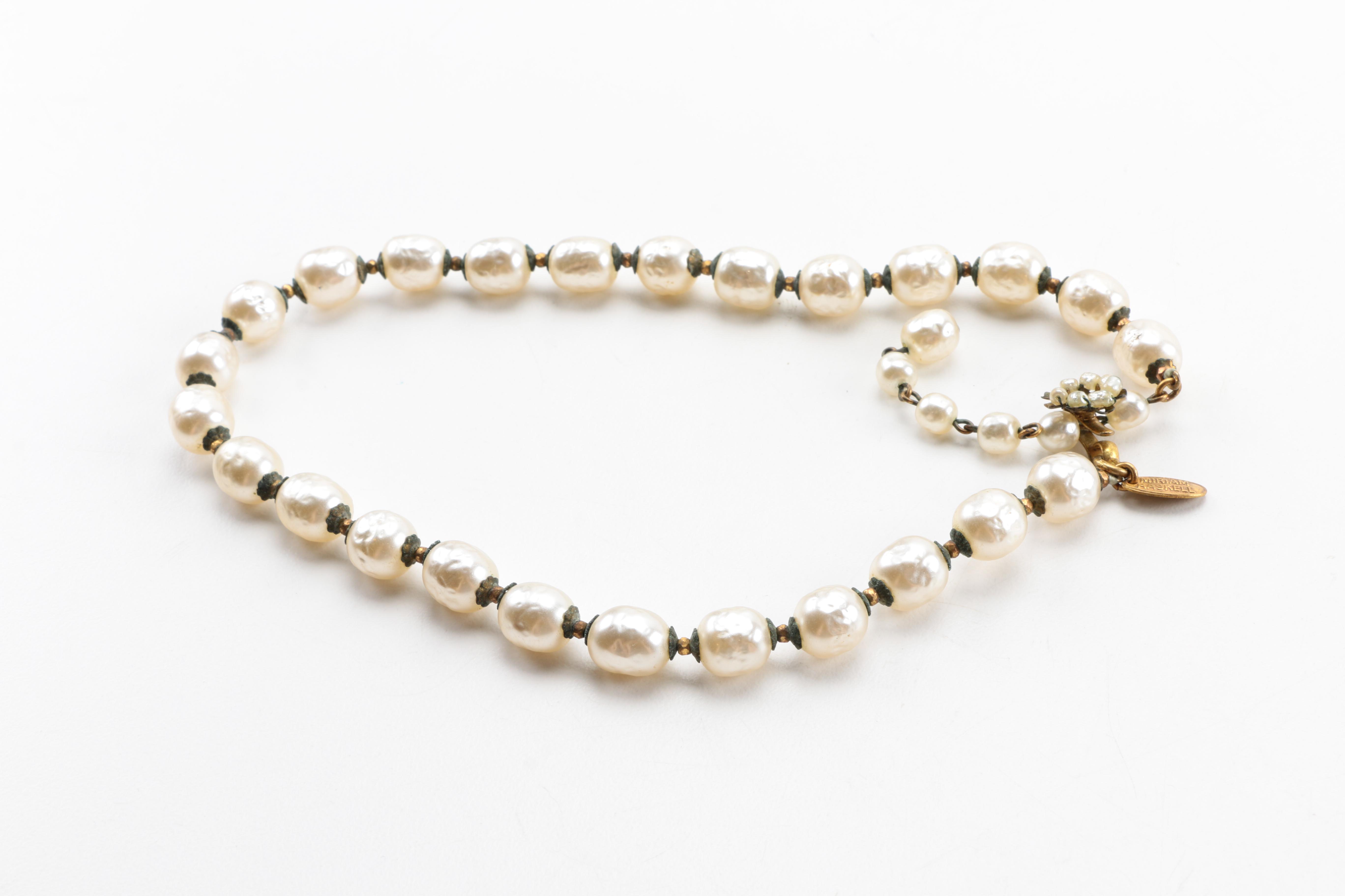 Vintage Miriam Haskell Jewelry Including Milk Glass