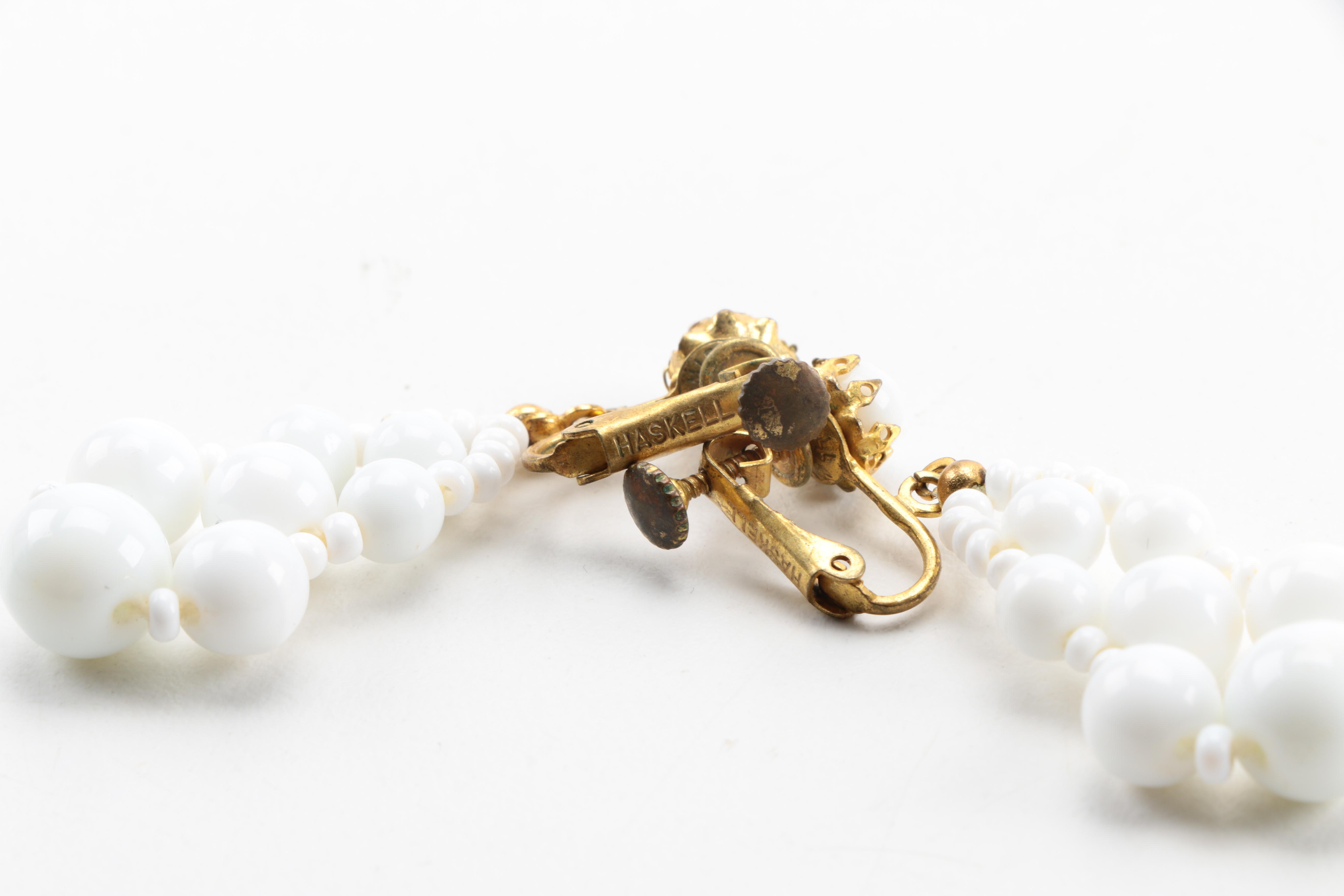 Vintage Miriam Haskell Jewelry Including Milk Glass