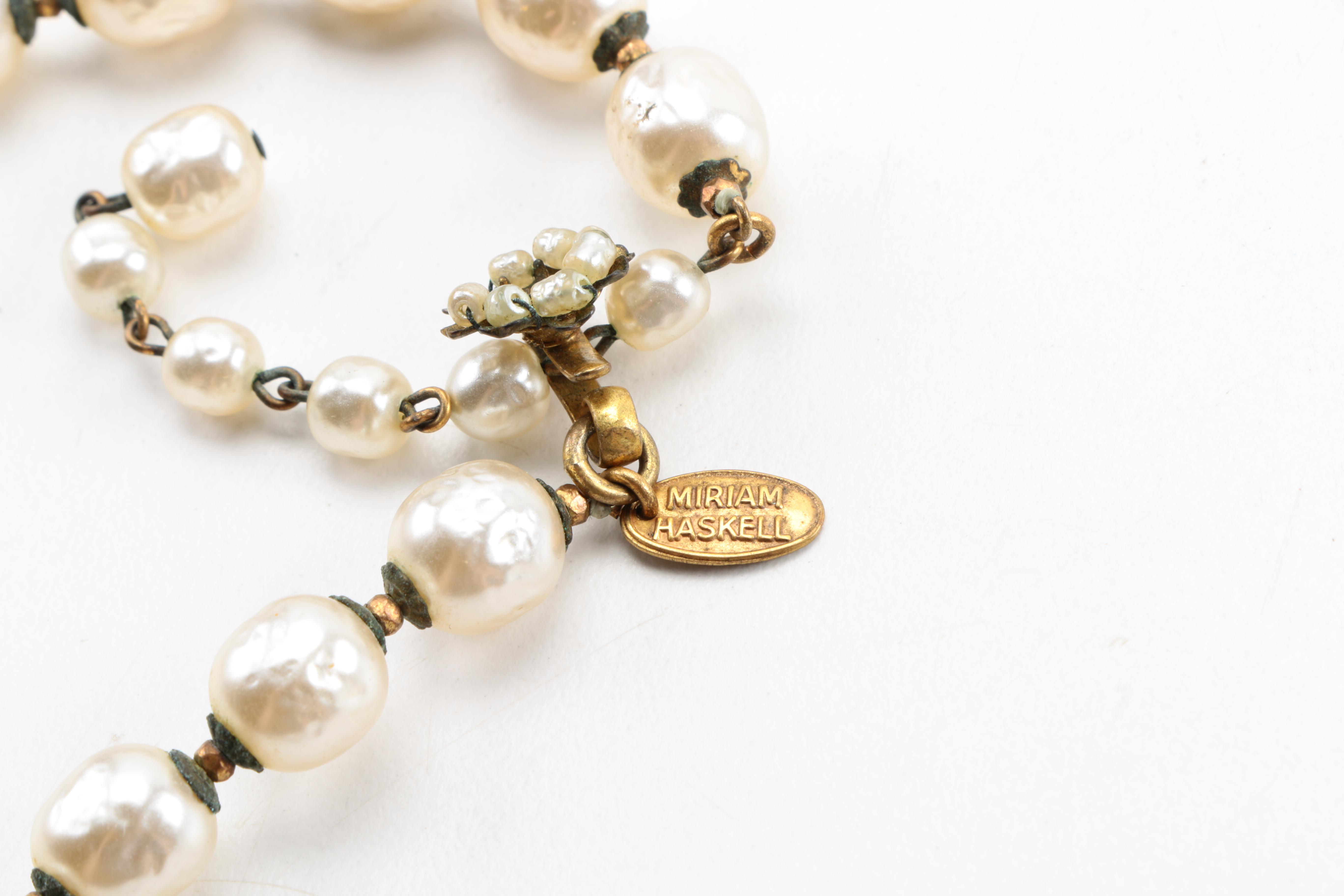 Vintage Miriam Haskell Jewelry Including Milk Glass