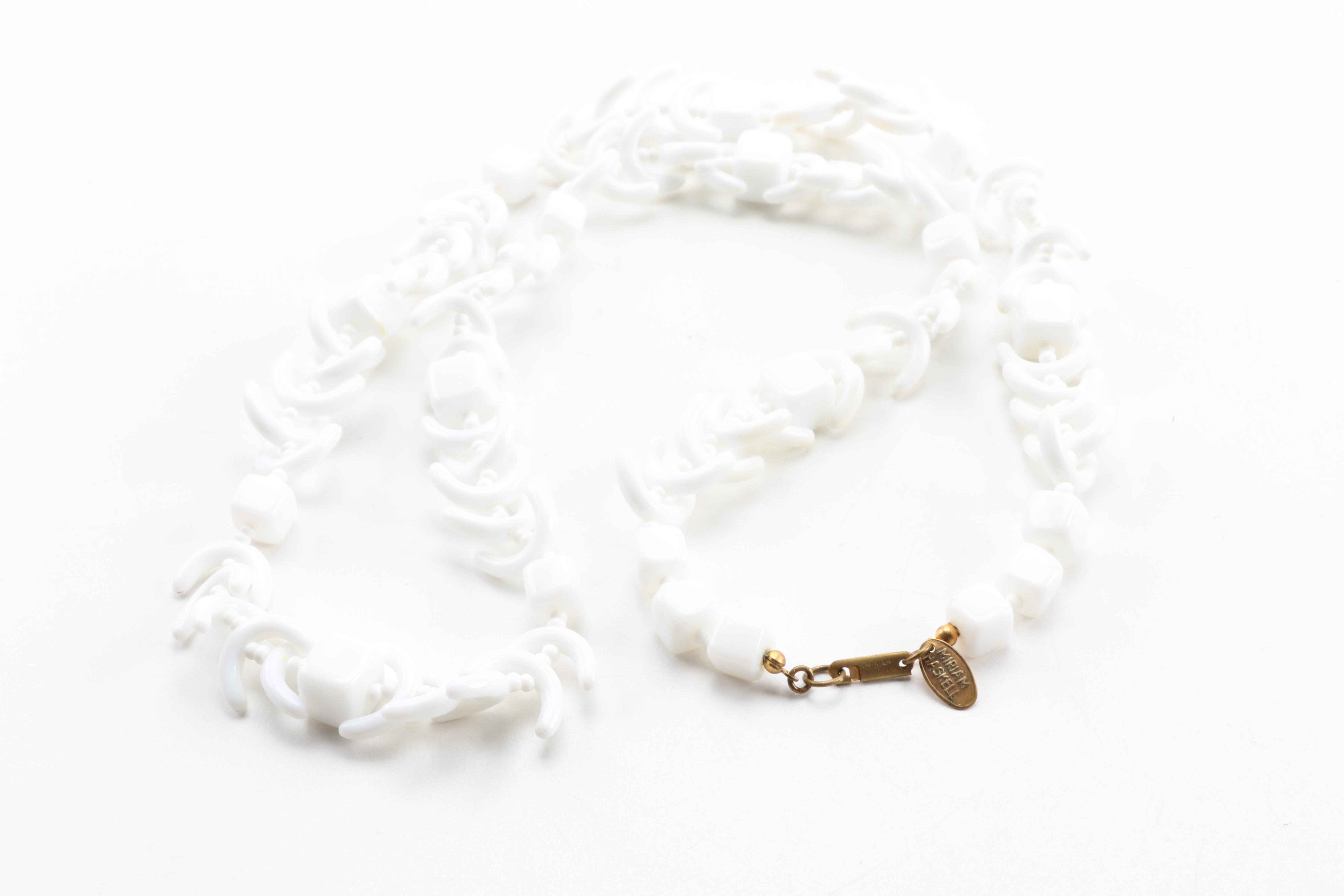 Vintage Miriam Haskell Jewelry Including Milk Glass