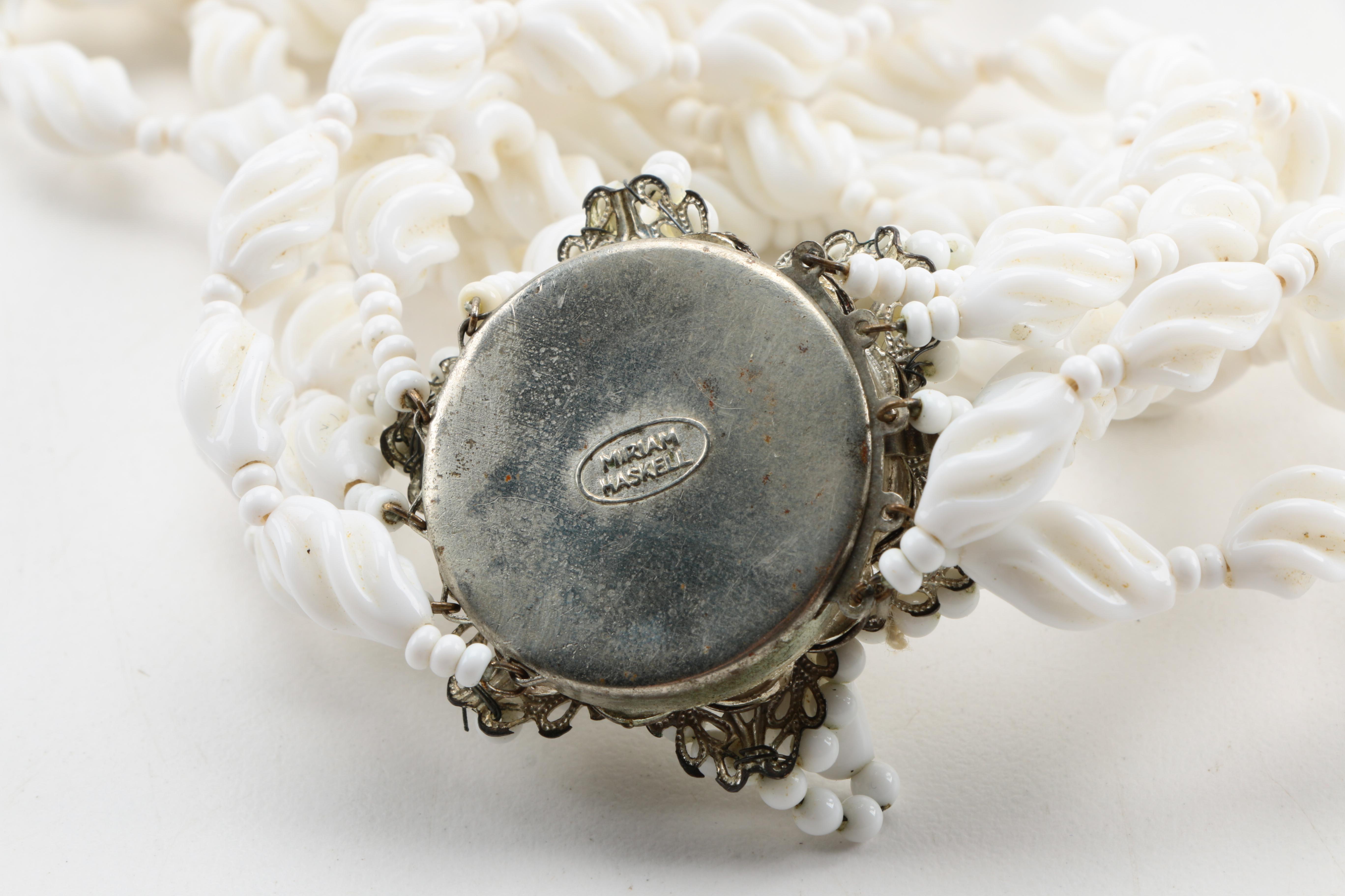 Vintage Miriam Haskell Jewelry Including Milk Glass