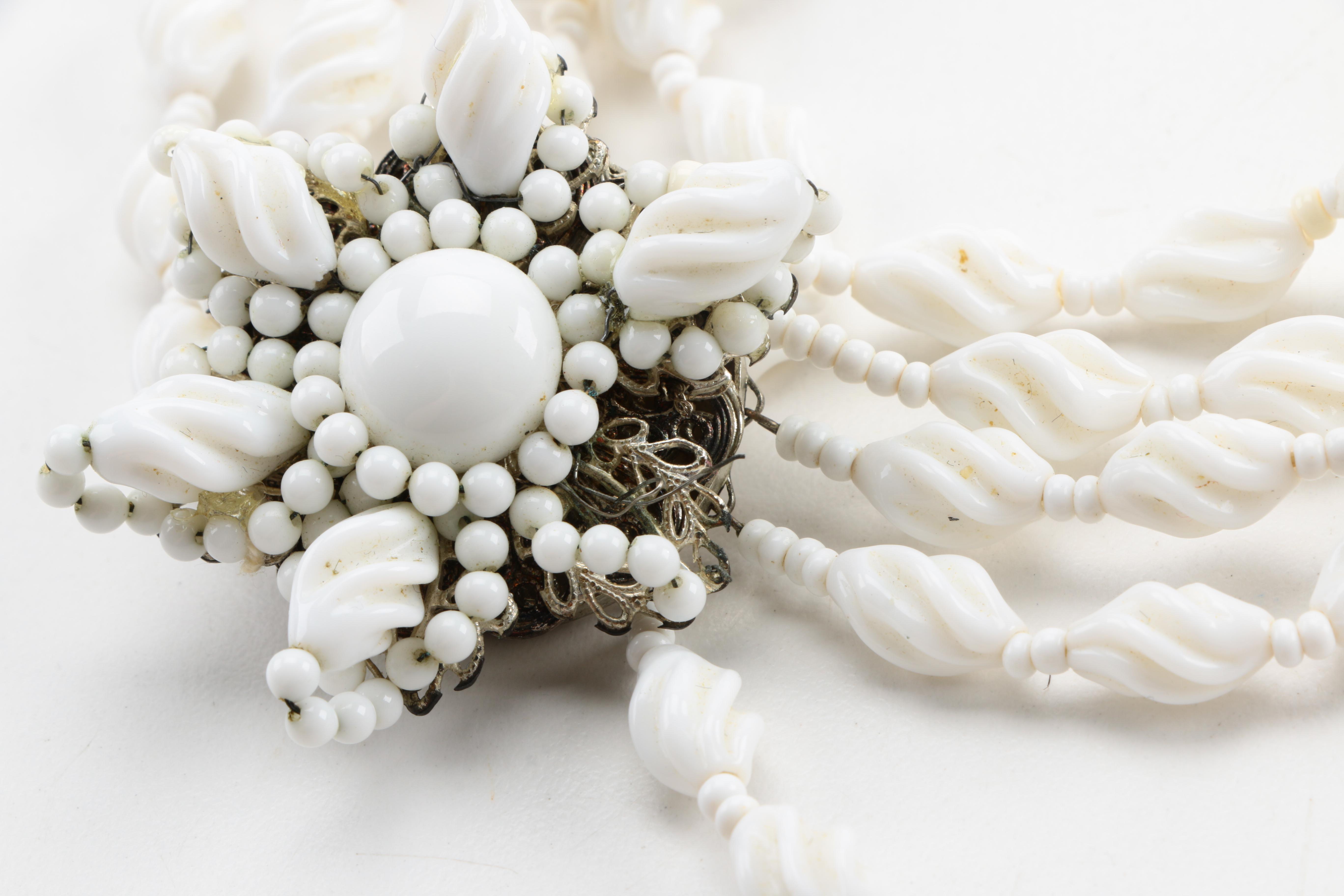 Vintage Miriam Haskell Jewelry Including Milk Glass