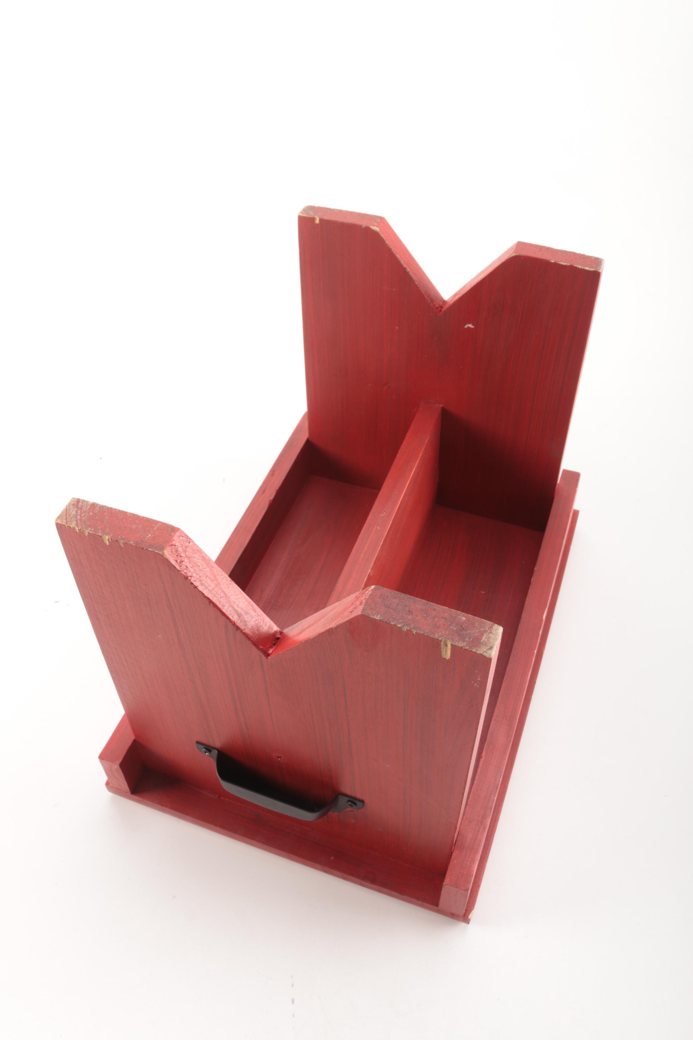 Ceramic Figurine and Wooden Stool